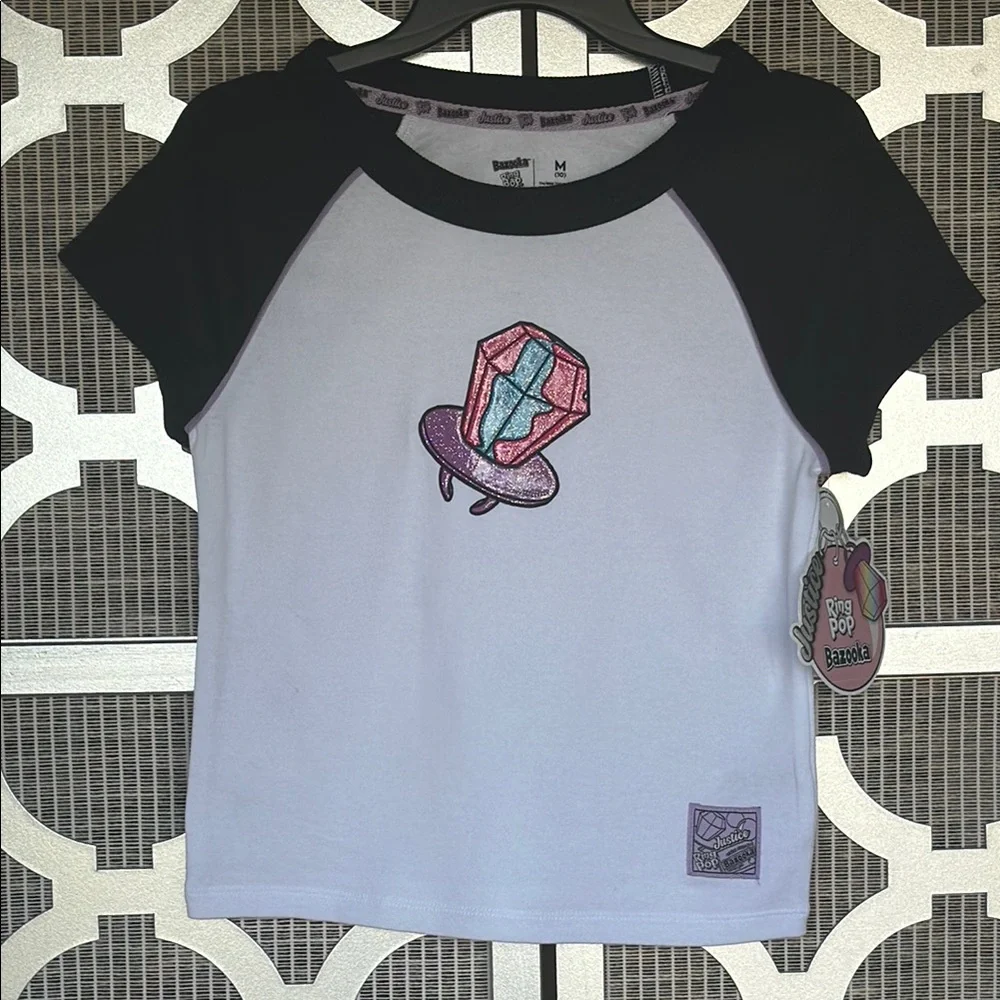NWT kids Justice Black and White Short Sleeve Tee